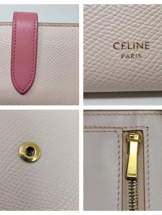 CELINE Medium Strap Grained Leather Wallet